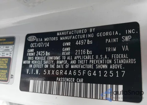 2015 Kia Optima Sxl Turbo from USA, damaged, VIN 5XXGR4A65FG412517